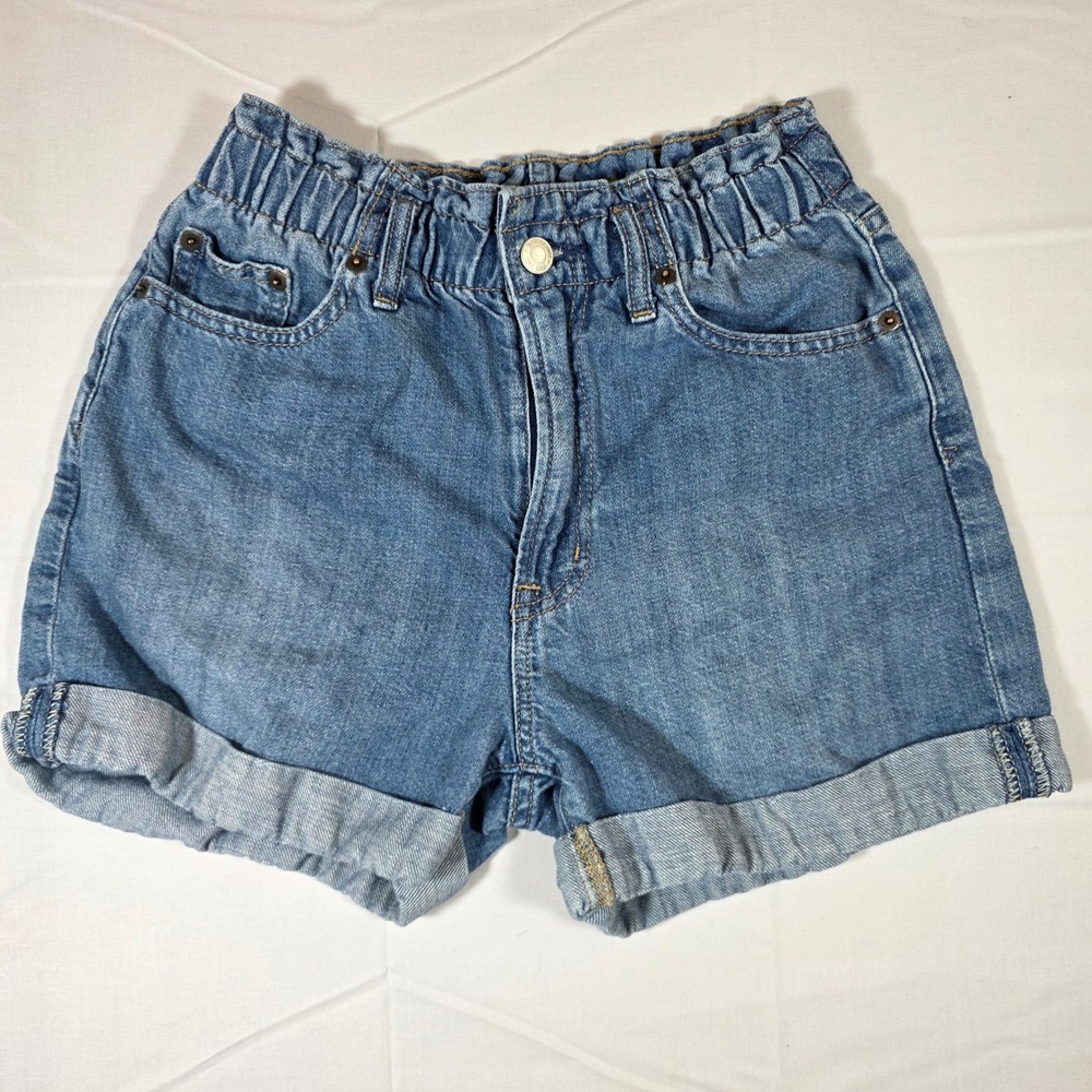 GAP Denim Womens High Waisted Paperbag Elastic Waist Cuffed Jean Shorts Size 25